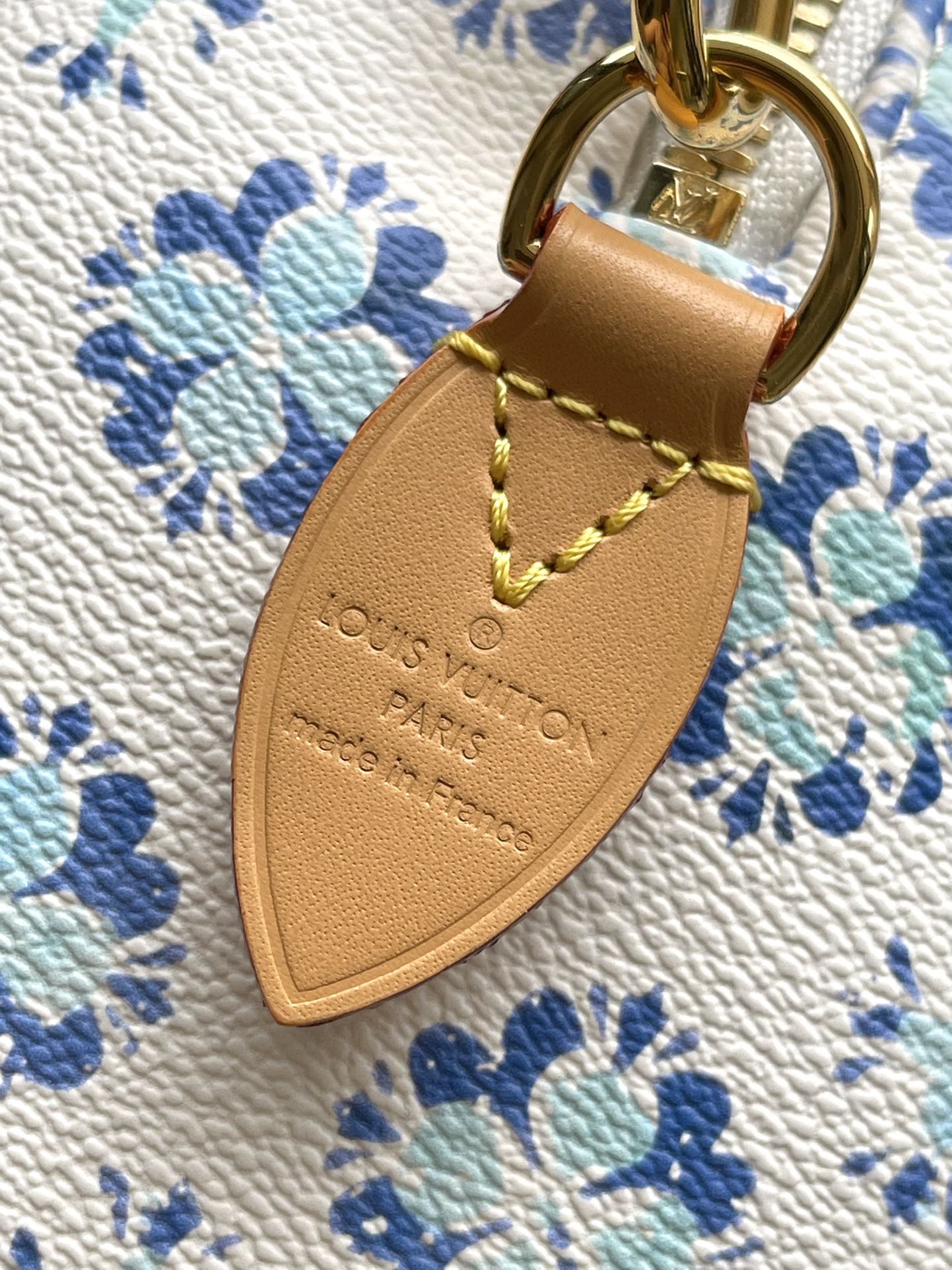 SPEEDY BANDOULIÈRE 20 IN LAGOON BLUE MONOGRAM TILES CANVAS GOLD BALLLE