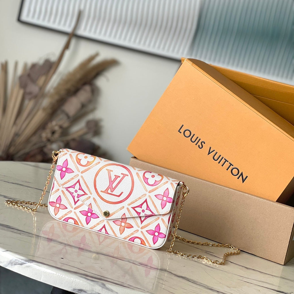 FÉLICIE POCHETTE 21 AUF LEINWAND MIT KORALLENMONOGRAMMFLIESEN