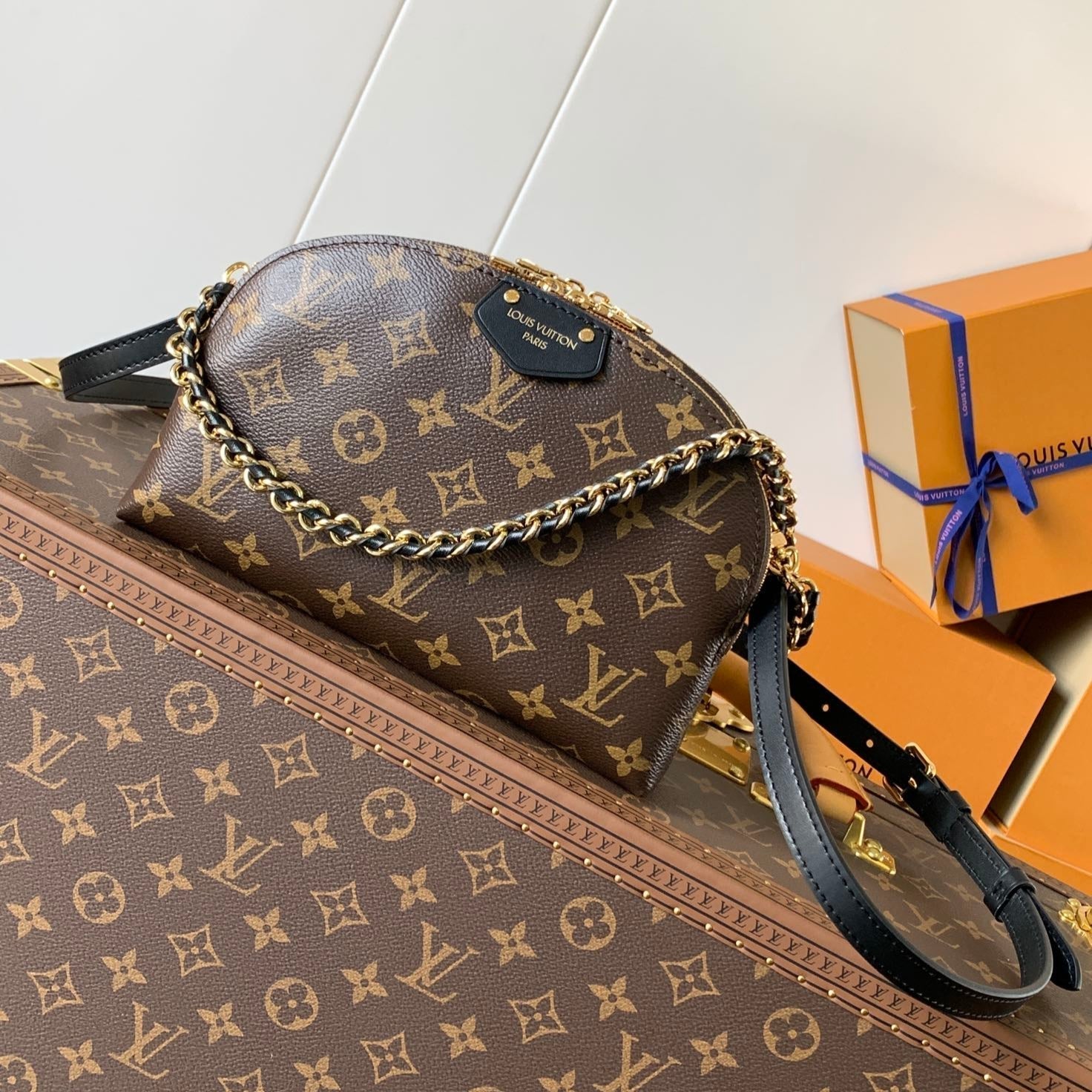 ALMA BE TASCHE 27 IN BRAUNEM MONOGRAMM-CANVAS UND RINDLEDER