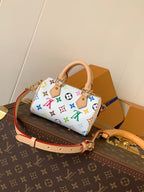 NANO SPEEDY BAG 16 IN FARBENFROHES MONOGRAMMMUSTER UND WEISS BESCHICHTETES CANVAS