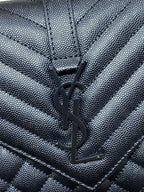 UMSCHLAGBASCHE MIT KETTENBAND, 24 Zoll, SCHWARZES KALBSLEDER