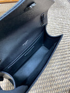 UMSCHLAGBASCHE MIT KETTENBAND, 24 Zoll, SCHWARZES KALBSLEDER