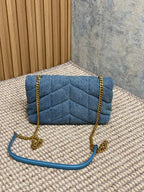 PUFFER TOY 23 IN BLUE DENIM GOLD HARDWARE