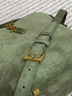 LE 37 KLEINE EIMERTASCHE 20 IN JÄGERGRÜNES WILDLEDER GOLDENE BESCHLÄGE