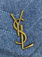 LOULOU MINI-TASCHE 20 IN BLAUEM DENIM GOLDENE BESCHLÄGE