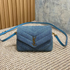 LOULOU MINI-TASCHE 20 IN BLAUEM DENIM GOLDENE BESCHLÄGE