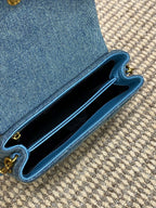LOULOU MINI-TASCHE 20 IN BLAUEM DENIM GOLDENE BESCHLÄGE