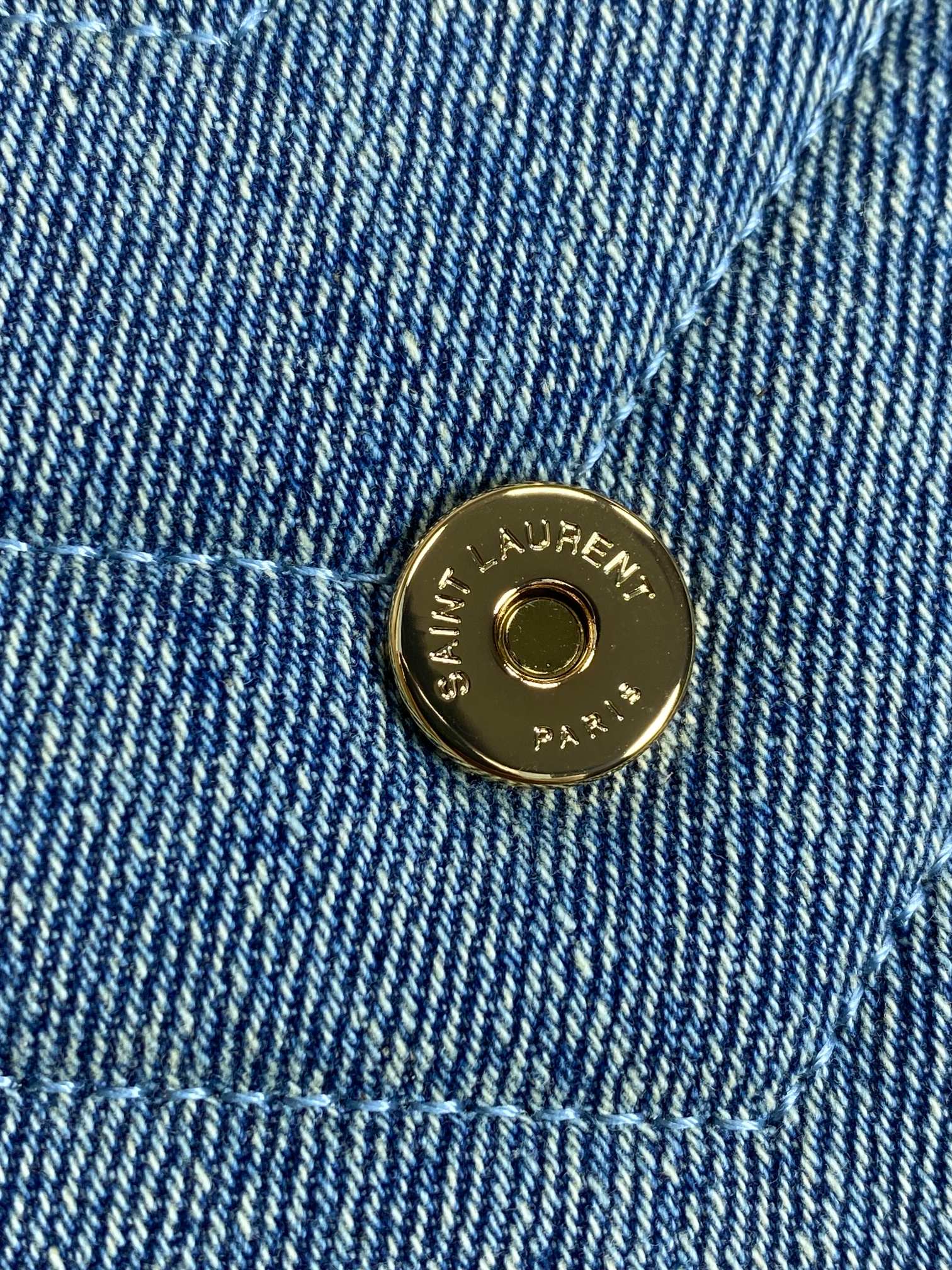 LOULOU MINI-TASCHE 20 IN BLAUEM DENIM GOLDENE BESCHLÄGE