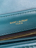 LOULOU MINI-TASCHE 20 IN DUNKELCYAN LAMMLEDER GOLDENE BESCHLÄGE