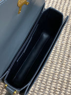 SOLFERINO KLEINE SATCHEL 23 IN DUNKELGRAUEM KALBSLEDER GOLDENE BESCHLÄGE