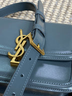 SOLFERINO KLEINE SATCHEL 19 IN DUNKELGRAUEM KALBSLEDER GOLDENE BESCHLÄGE