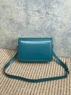 SOLFERINO KLEINE SATCHEL 23 IN ZERULEANBLAUEM KALBSLEDER GOLDENE BESCHLÄGE