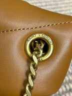 Daunenjacke, klein, 29 Zoll, bronzebraunes Lammleder, goldene Beschläge