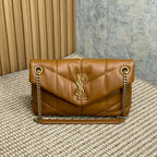 Daunenjacke, klein, 29 Zoll, bronzebraunes Lammleder, goldene Beschläge