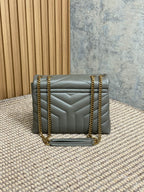 LOULOU SMALL 25 SHOULDER BAG IN DARK GREEN LAMBSKIN GOLD HARDWARE
