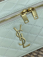 GABY MINI-SCHminktisch 45,7 cm, Elfenbeinweiß, Lammleder, Goldbeschläge