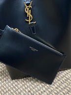 LE 37 MITTLERE EIMERTASCHE 25 IN SCHWARZES KALBSLEDER GOLDENE BESCHLÄGE