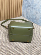 LE 37 MITTLERE EIMERTASCHE 25 IN AVOCADO-GRÜNES KALBSLEDER GOLDENE BESCHLÄGE