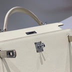 KELLY 25CM IN NATA EPSOM CALFSKIN SILVER HARDWARE