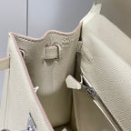 KELLY 25CM IN NATA EPSOM CALFSKIN SILVER HARDWARE