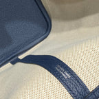 GARDEN PARTY 36 IN NAVY CREAM TOILE H CANVAS BLUE MARINE CALFSKIN ABSTRACT BEAR FACE PRINT