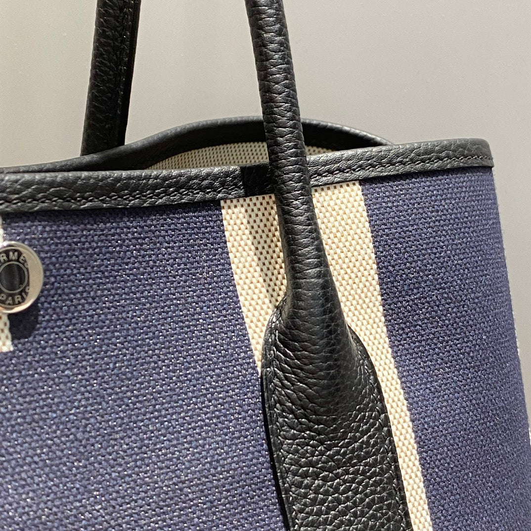 GARDEN PARTY 36 IN MULTICOLOR TOILE H CANVAS BLACK CALFSKIN