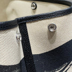 GARDEN PARTY 36 IN BEIGE AND BLACK TOILE H CANVAS BLACK CALFSKIN HORSE TACK SKETCH PRINT