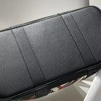 GARDEN PARTY 36 IN BEIGE ORANGE AND BROWN TOILE H CANVAS BLACK CALFSKIN HORSE TOTEM PRINT