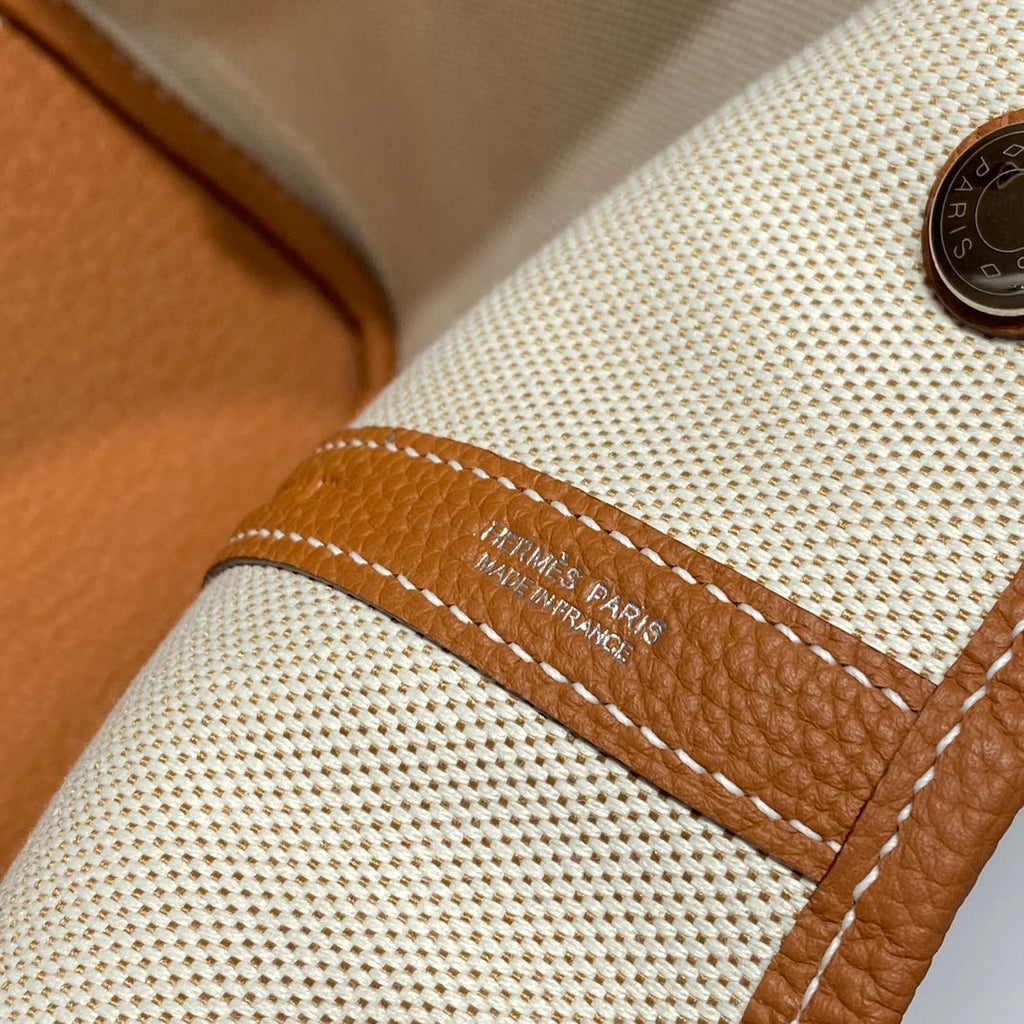 GARDEN PARTY 36 IN MULTICOLOR TOILE H CANVAS GOLD CALFSKIN ABSTRACT GEOMETRIC BLOCKS PRINT