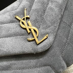 LOULOU SMALL 23 IN GRAUES WILDLEDER GOLDENE BESCHLÄGE