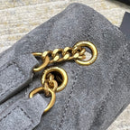 LOULOU SMALL 23 IN GRAUES WILDLEDER GOLDENE BESCHLÄGE