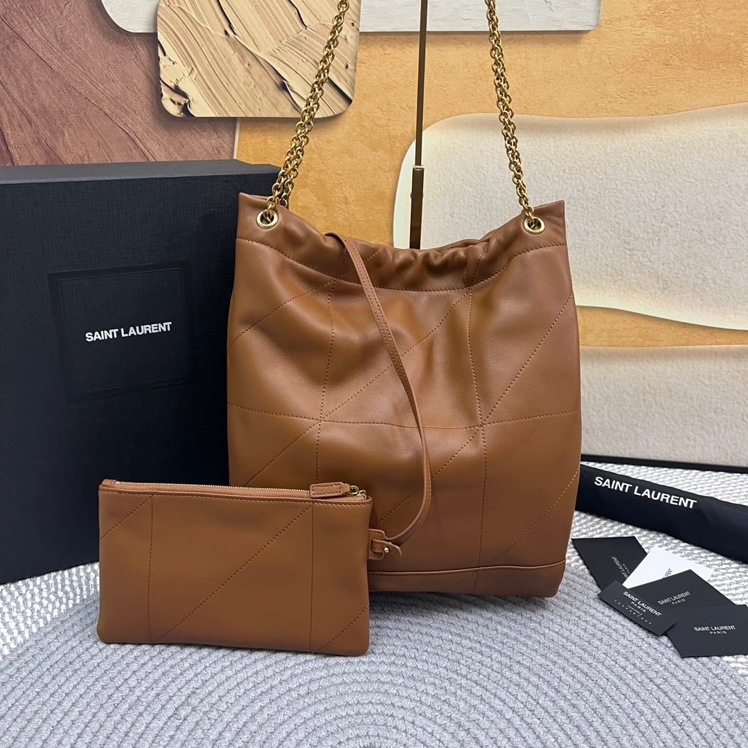 JAMIE POCHON 33 IN BRONZEBRAUN LAMMLEDER GOLDENE BESCHLÄGE