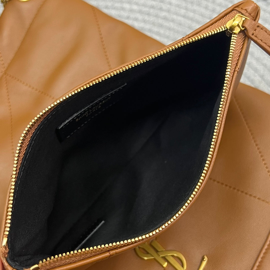 JAMIE POCHON 33 IN BRONZEBRAUN LAMMLEDER GOLDENE BESCHLÄGE