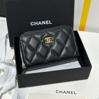 MINI-GELDBÖRSE 11 IN SCHWARZ KAVIARHAUT GOLD-METALLIC