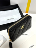 MINI-GELDBÖRSE 11 IN SCHWARZ KAVIARHAUT GOLD-METALLIC