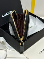 MINI-GELDBÖRSE 11 IN SCHWARZ KAVIARHAUT GOLD-METALLIC