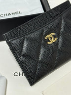 QUILTED CLASSIC CARD HOLDER 11 IN BLACK CAVIAR SKIN