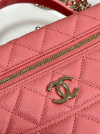 VANITY CASE 19 IN CONTESSA PINK CALFSKIN GOLD-TONE METALLIC