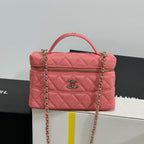 VANITY CASE 19 IN CONTESSA PINK CALFSKIN GOLD-TONE METALLIC