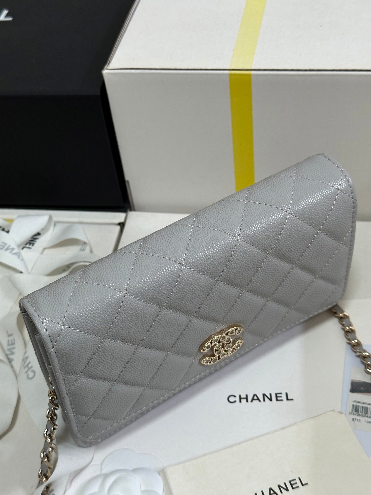 STRASS WOC ENTRUPY BAG 19 IN SPANISH GREY CALFSKIN GOLD HARDWARE