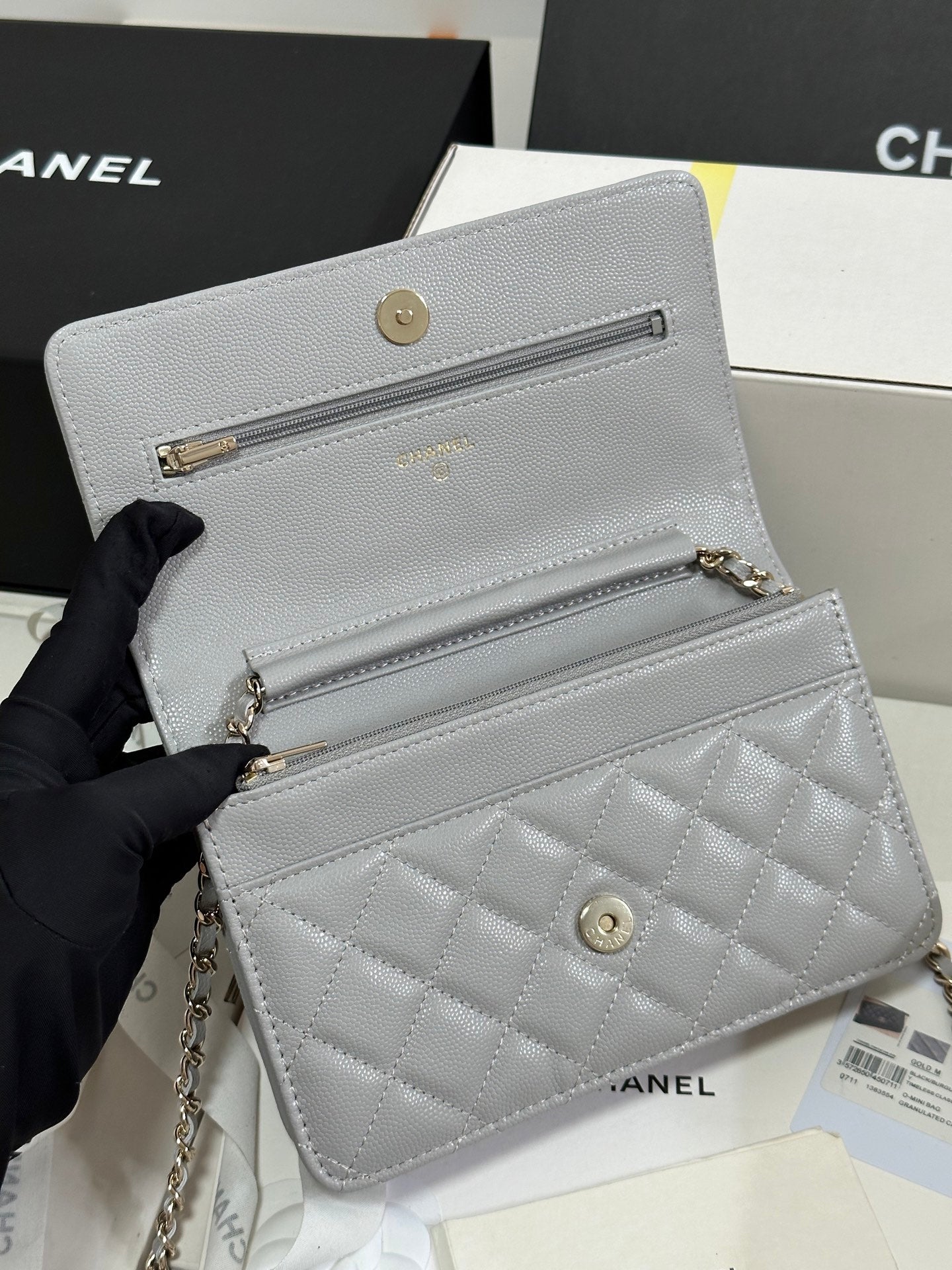 STRASS WOC ENTRUPY BAG 19 IN SPANISH GREY CALFSKIN GOLD HARDWARE