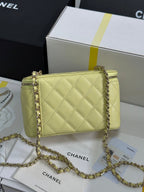 VANITY CASE 17 CRYSTAL STUDDED LOGO IN YELLOW CALFSKIN GOLD HARDWARE