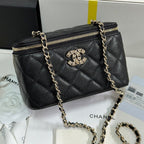 VANITY CASE 17 CRYSTAL STUDDED LOGO IN BLACK CALFSKIN GOLD HARDWARE