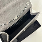 KATE TASSEL 24 KROKODILMUSTER DUNKELGRAUES KALBSLEDER