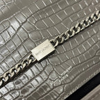 KATE TASSEL 24 KROKODILMUSTER DUNKELGRAUES KALBSLEDER