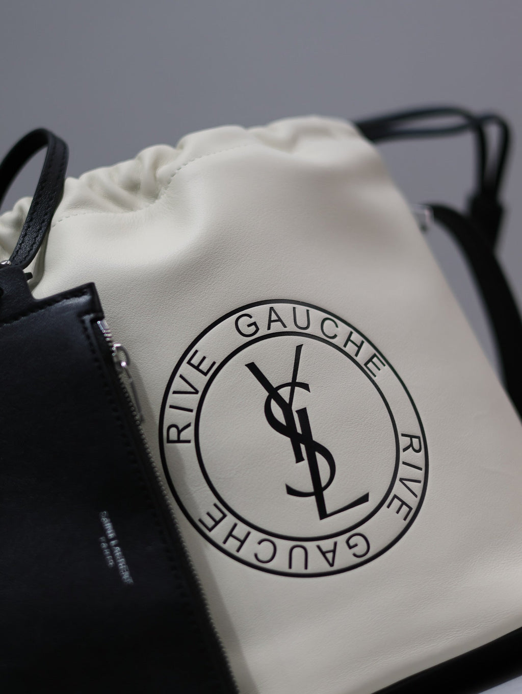 RIVE GAUCHE Bucket Bag 23 Zoll, weißes Kalbsleder