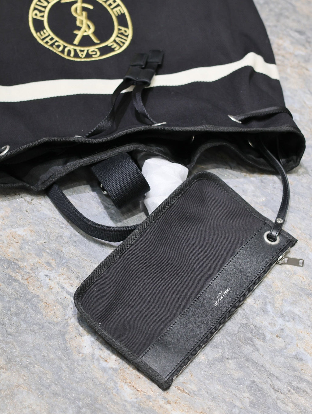 RIVE GAUCHE RUCKSACK 49 IN SCHWARZ-WEISSEM CANVAS