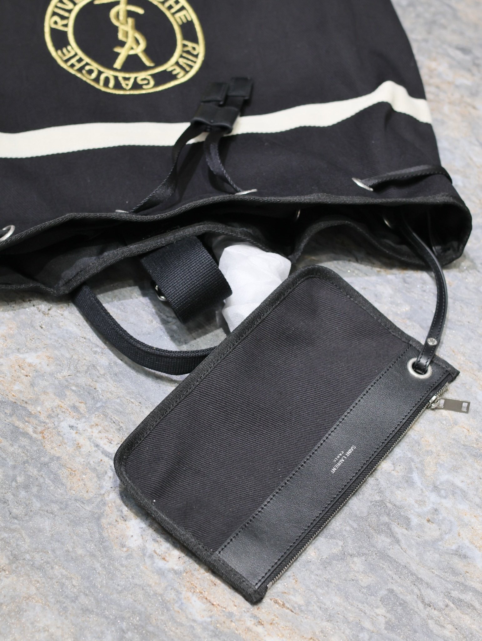 RIVE GAUCHE RUCKSACK 49 IN SCHWARZ-WEISSEM CANVAS