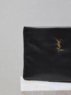 CALYPSO LARGE POUCH 30 IN BLACK SMOOTH LAMBSKIN