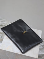 CALYPSO LARGE POUCH 30 IN BLACK SMOOTH LAMBSKIN